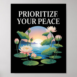 Womens Prioritise Your Peace Mental Health Awarene Poster