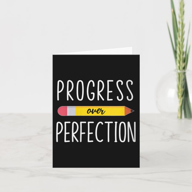 Womens Progress Over Perfection Motivational Back  Card (Front)
