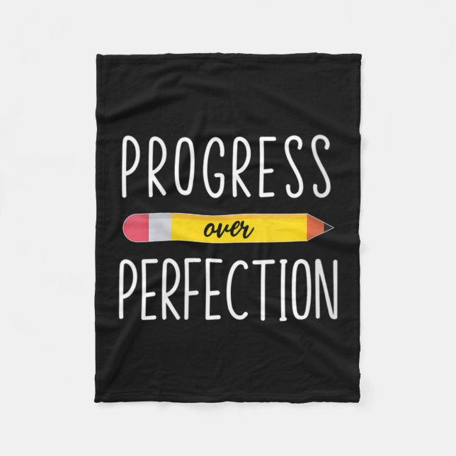 Womens Progress Over Perfection Motivational Back  Fleece Blanket (Front)