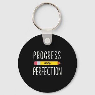 Womens Progress Over Perfection Motivational Back  Key Ring
