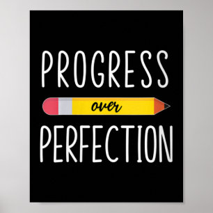 Womens Progress Over Perfection Motivational Back Poster