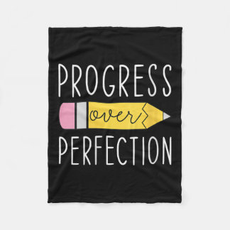 Womens Progress Over Perfection Motivational Teach Fleece Blanket