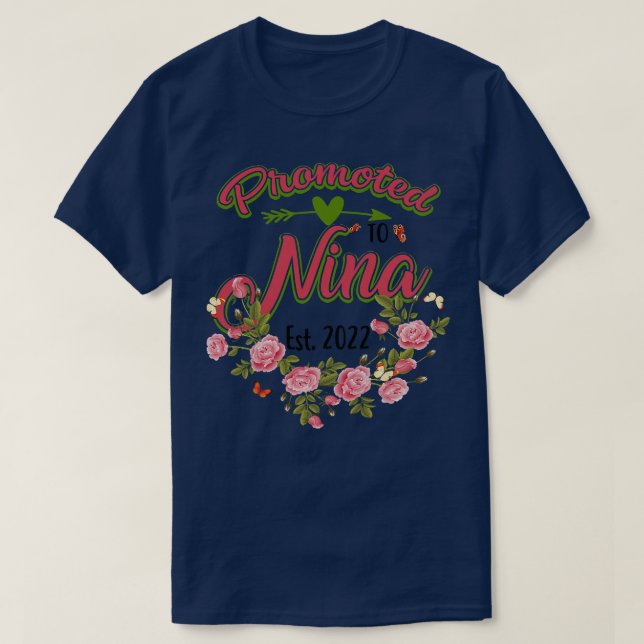 Womens Promoted Nina 2022 Flower First Time Grandm T-Shirt (Design Front)