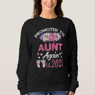 Womens Promoted To Aunt Again 2023 Floral Mother's Sweatshirt