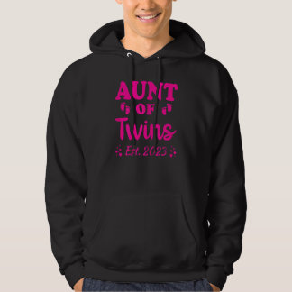 Womens Promoted To Aunt Of Twins 2023 Baby Announc Hoodie