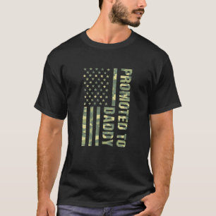 Womens Promoted To Daddy American Flag Camo Father T-Shirt