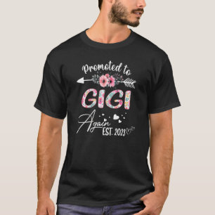 Womens Promoted To Gigi Again 2023 Floral Mother's T-Shirt