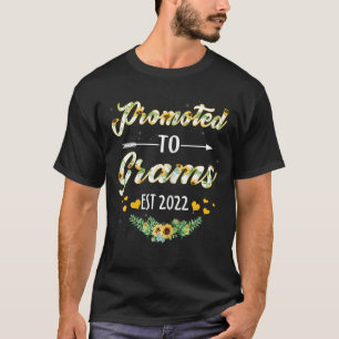 Womens Promoted To Grams Est 2022 Floral Funny Mot T-Shirt