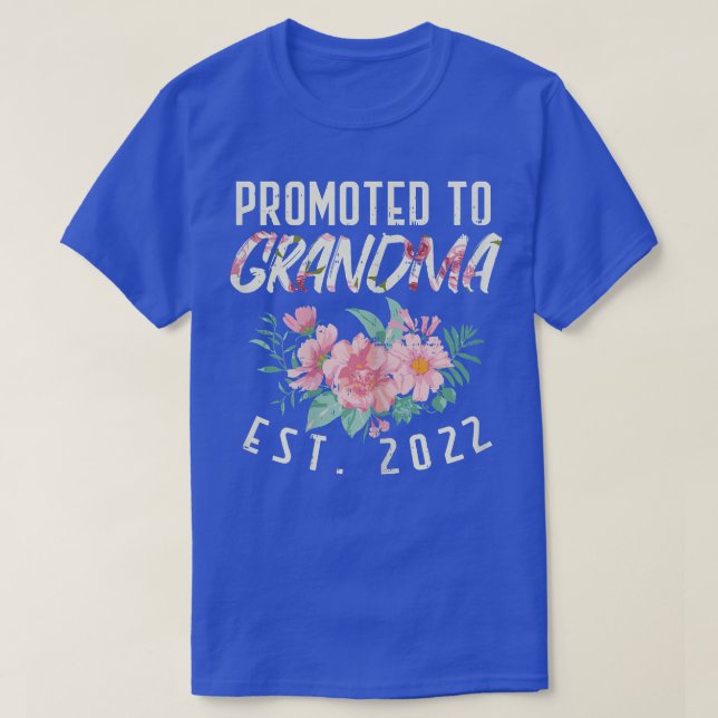 Womens Promoted To Grandma 2022 Flowers Pregnancy  T-Shirt (Design Front)