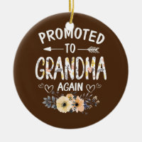 Womens Promoted to Grandma Again Flower New