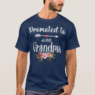 Womens Promoted to Grandma Est 2023 Women Floral F T-Shirt