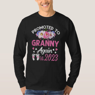 Womens Promoted To Granny Again 2023 Floral Mother T-Shirt