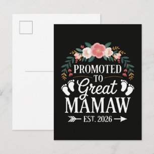 Womens Promoted to Great Mamaw Invitation Postcard