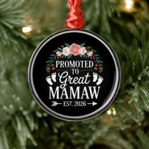 Womens Promoted to Great Mamaw Metal Tree Decoration