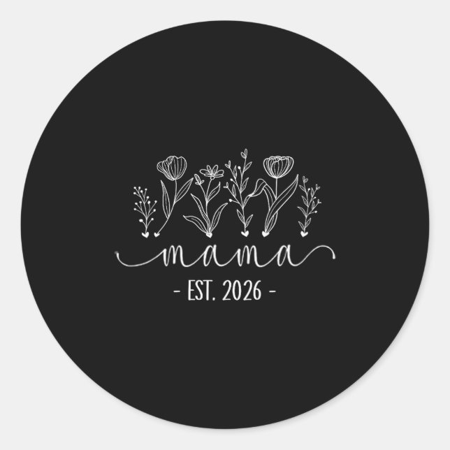 Womens Promoted To Mama 2026 Pregnancy Floral New  Classic Round Sticker (Front)
