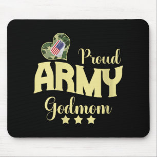 Womens Proud Army Godmom Camouflage Dog Tag Family Mouse Mat