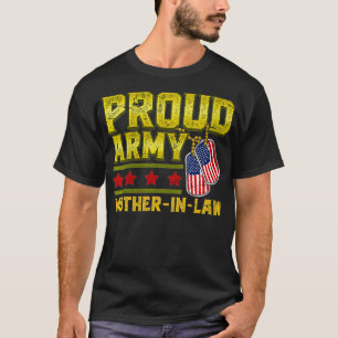 Womens Proud Army Mother In Law US Flag Military M T-Shirt