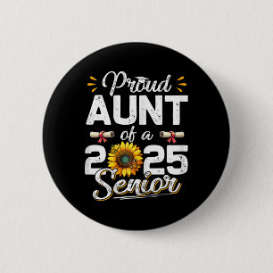 Womens Proud Aunt Of A Cl Of 2025 Senior Retro Gra 6 Cm Round Badge