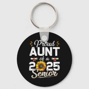 Womens Proud Aunt Of A Cl Of 2025 Senior Retro Gra Key Ring