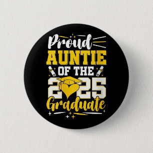 Womens Proud Auntie Of 2025 Graduate Awesome Famil 6 Cm Round Badge