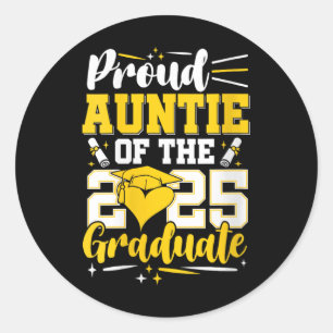 Womens Proud Auntie Of 2025 Graduate Awesome Famil Classic Round Sticker