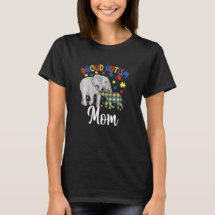Womens Proud Autism Elephant Son Daughter Kids Mum T-Shirt