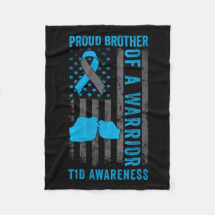 Womens Proud Brother Of A T1d Warrior Type 1 Diabe Fleece Blanket