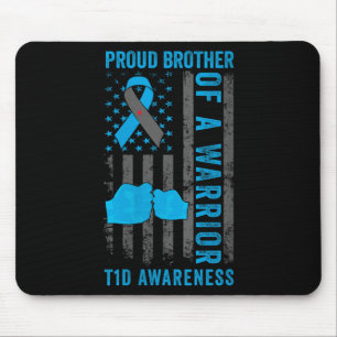 Womens Proud Brother Of A T1d Warrior Type 1 Diabe Mouse Mat