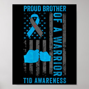 Womens Proud Brother Of A T1d Warrior Type 1 Diabe Poster