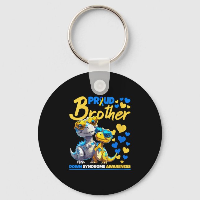 Womens Proud Brother World Down Syndrome Awareness Key Ring (Front)