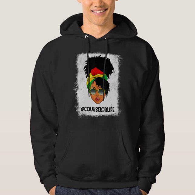 Womens Proud Counsellor Afro Messy Bun Black Histo Hoodie (Front)