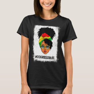 Womens Proud Counsellor Afro Messy Bun Black Histo T-Shirt