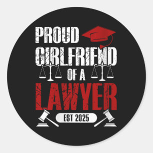 Womens Proud Girlfriend Of A Lawyer Graduate Cl Of Classic Round Sticker