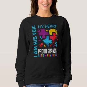 Womens Proud Grandma Autism Awareness Grandson Puz Sweatshirt