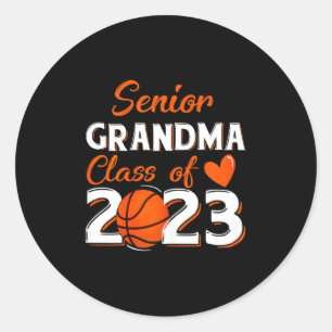 Womens proud grandma of a 2023 senior basketball g classic round sticker