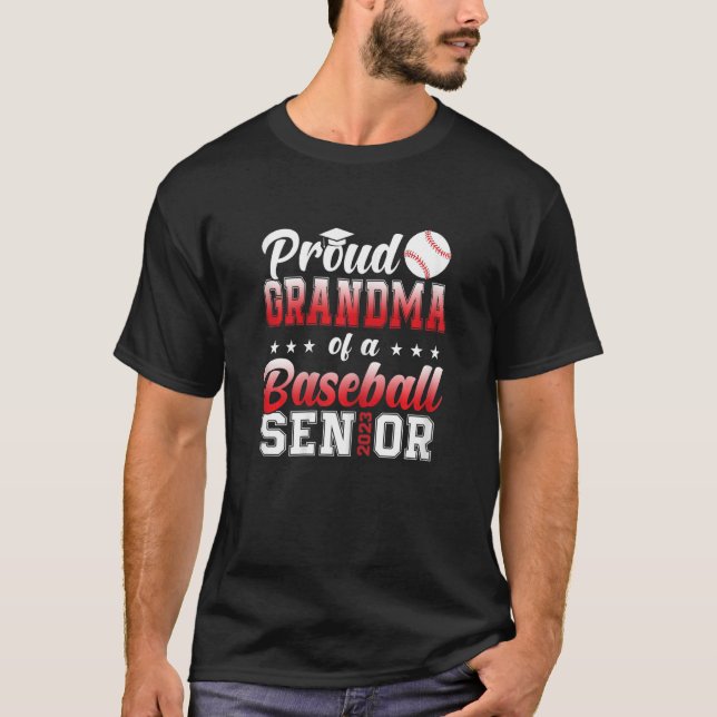 Womens Proud Grandma Of A Baseball Senior 2023 Fun T-Shirt (Front)