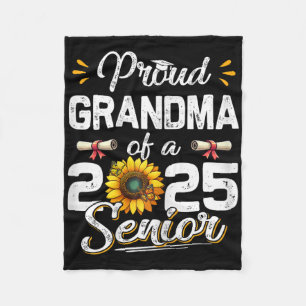 Womens Proud Grandma Of A Cl Of 2025 Senior Retro Fleece Blanket