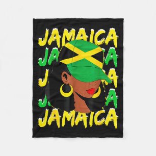 Womens Proud Jamaican Afro Black Woman Jamaica Fla Fleece Blanket