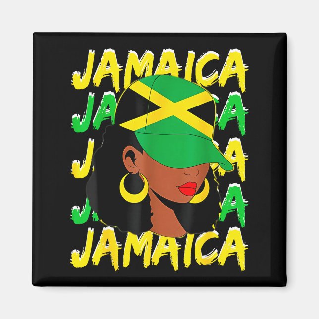 Womens Proud Jamaican Afro Black Woman Jamaica Fla Magnet (Front)