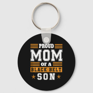 Womens Proud Karate Mum Black Belt Son Martial Art Key Ring