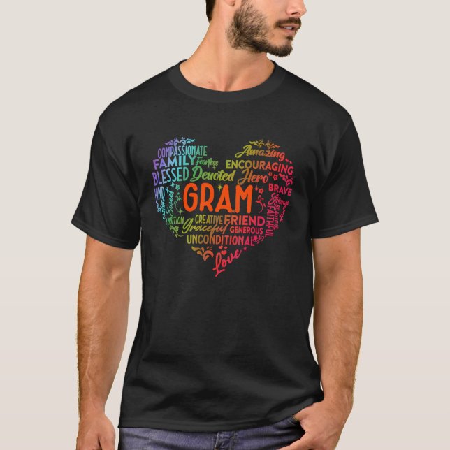 Womens Proud LGBT Gram Rainbow Heart  Grandma T-Shirt (Front)