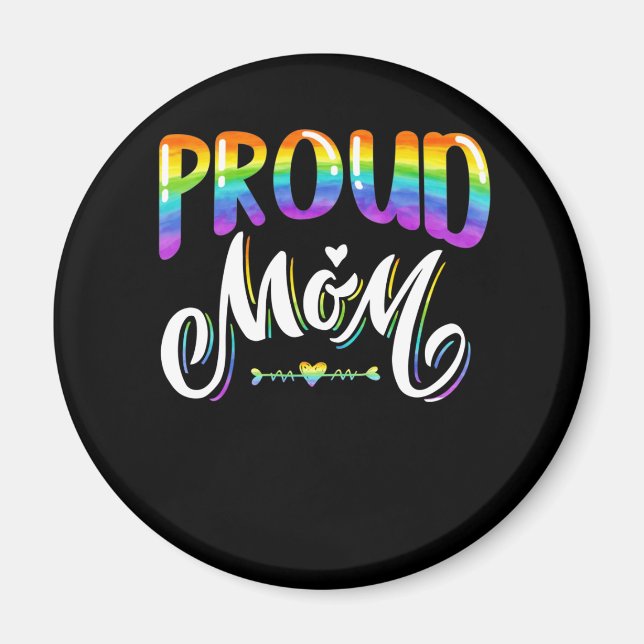 Womens Proud Mom LGBT Gay Pride Lesbian Rainbow Magnet (Front)