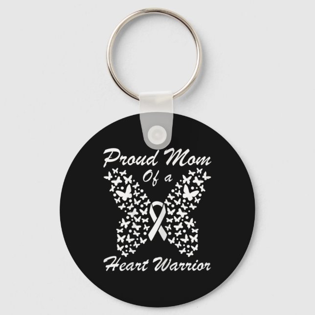 Womens Proud Mum Of A Heart Warrior Heart Disease  Key Ring (Front)