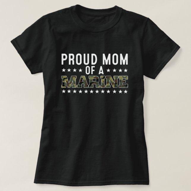 Womens Proud Mum of a Marine  T-Shirt (Design Front)