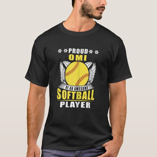 Womens Proud Omi Of An Awesome Softball Player Sof T-Shirt (Front)