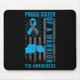 Womens Proud Sister Of A T1d Warrior Type 1 Diabet Mouse Mat