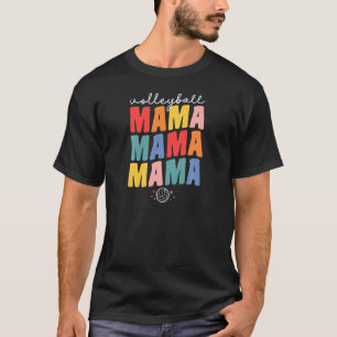 Womens Proud Volleyball Ball Mama For Women Groovy T-Shirt