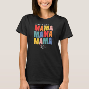 Womens Proud Volleyball Ball Mama For Women Groovy T-Shirt