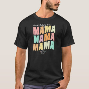 Womens Proud Volleyball Ball Mama For Women Groovy T-Shirt