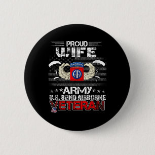 Womens Proud Wife Army Us 82nd Airborne Veteran Fl 6 Cm Round Badge